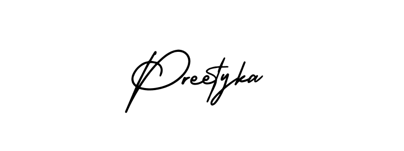 How to make Preetyka name signature. Use AmerikaSignatureDemo-Regular style for creating short signs online. This is the latest handwritten sign. Preetyka signature style 3 images and pictures png