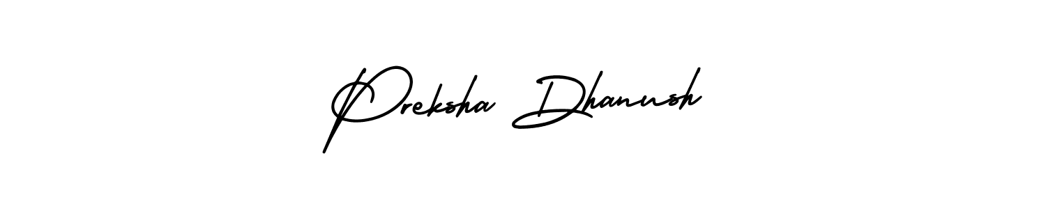 The best way (AmerikaSignatureDemo-Regular) to make a short signature is to pick only two or three words in your name. The name Preksha Dhanush include a total of six letters. For converting this name. Preksha Dhanush signature style 3 images and pictures png