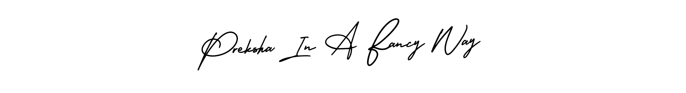 The best way (AmerikaSignatureDemo-Regular) to make a short signature is to pick only two or three words in your name. The name Preksha In A Fancy Way include a total of six letters. For converting this name. Preksha In A Fancy Way signature style 3 images and pictures png