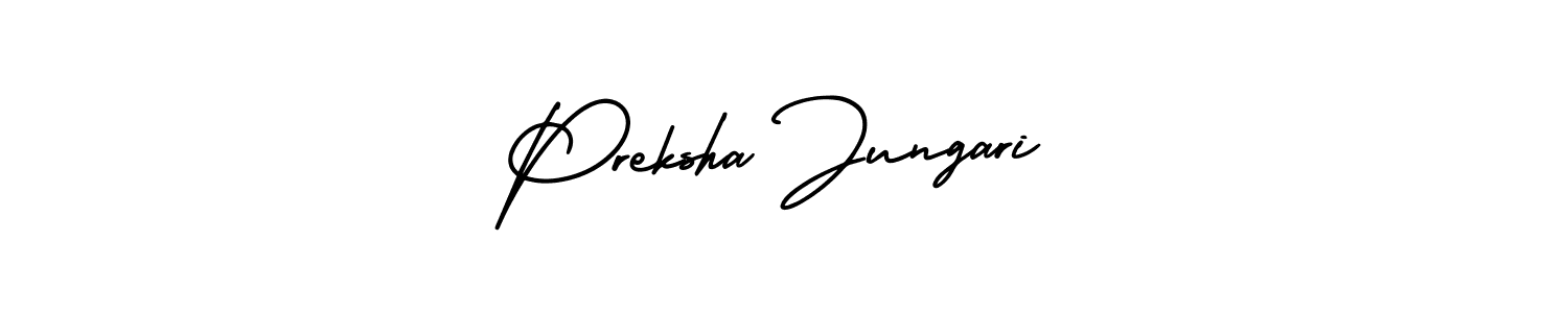 Preksha Jungari stylish signature style. Best Handwritten Sign (AmerikaSignatureDemo-Regular) for my name. Handwritten Signature Collection Ideas for my name Preksha Jungari. Preksha Jungari signature style 3 images and pictures png