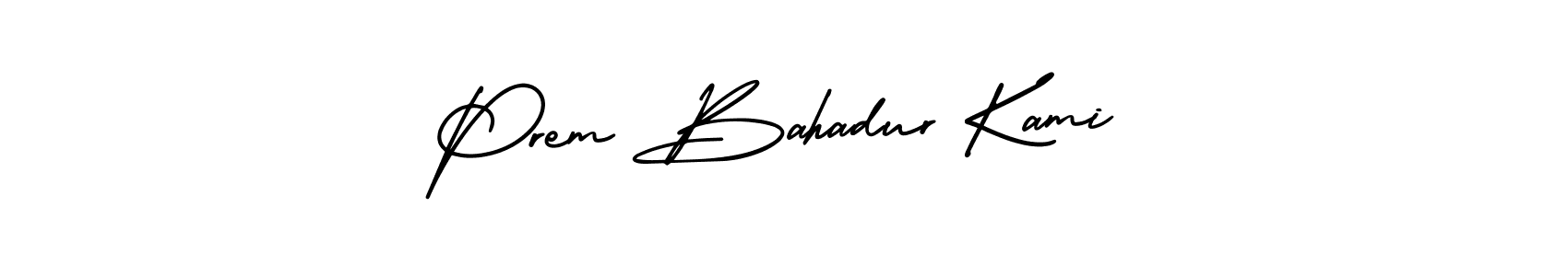How to Draw Prem Bahadur Kami signature style? AmerikaSignatureDemo-Regular is a latest design signature styles for name Prem Bahadur Kami. Prem Bahadur Kami signature style 3 images and pictures png