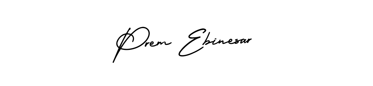 You should practise on your own different ways (AmerikaSignatureDemo-Regular) to write your name (Prem Ebinesar) in signature. don't let someone else do it for you. Prem Ebinesar signature style 3 images and pictures png