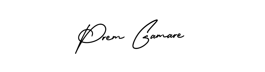 The best way (AmerikaSignatureDemo-Regular) to make a short signature is to pick only two or three words in your name. The name Prem Gamare include a total of six letters. For converting this name. Prem Gamare signature style 3 images and pictures png