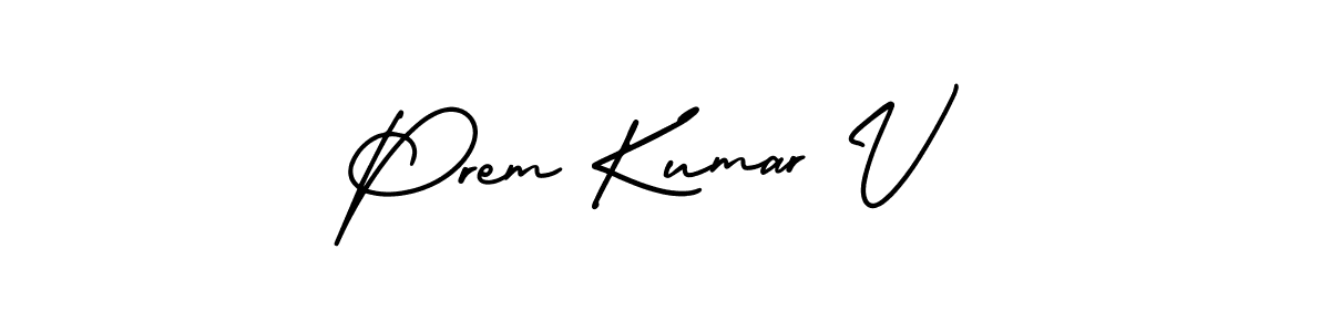 Use a signature maker to create a handwritten signature online. With this signature software, you can design (AmerikaSignatureDemo-Regular) your own signature for name Prem Kumar V. Prem Kumar V signature style 3 images and pictures png