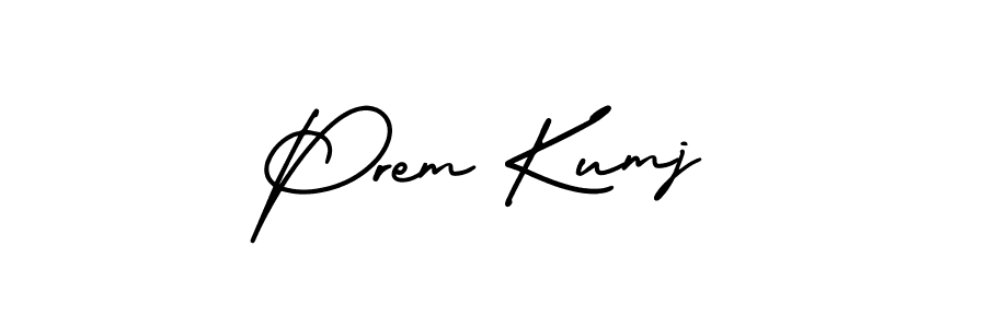 The best way (AmerikaSignatureDemo-Regular) to make a short signature is to pick only two or three words in your name. The name Prem Kumj include a total of six letters. For converting this name. Prem Kumj signature style 3 images and pictures png