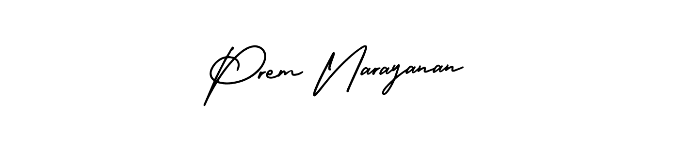 You should practise on your own different ways (AmerikaSignatureDemo-Regular) to write your name (Prem Narayanan) in signature. don't let someone else do it for you. Prem Narayanan signature style 3 images and pictures png