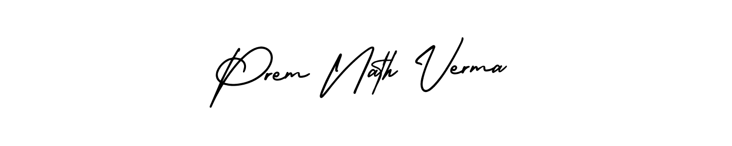 You should practise on your own different ways (AmerikaSignatureDemo-Regular) to write your name (Prem Nath Verma) in signature. don't let someone else do it for you. Prem Nath Verma signature style 3 images and pictures png