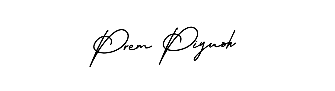 You should practise on your own different ways (AmerikaSignatureDemo-Regular) to write your name (Prem Piyush) in signature. don't let someone else do it for you. Prem Piyush signature style 3 images and pictures png