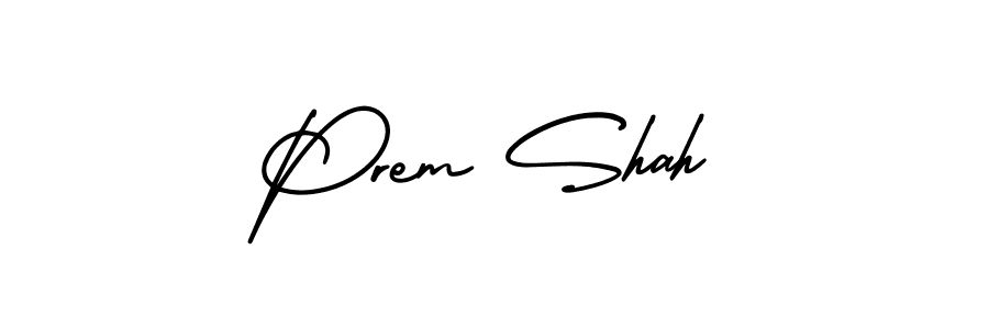 The best way (AmerikaSignatureDemo-Regular) to make a short signature is to pick only two or three words in your name. The name Prem Shah include a total of six letters. For converting this name. Prem Shah signature style 3 images and pictures png