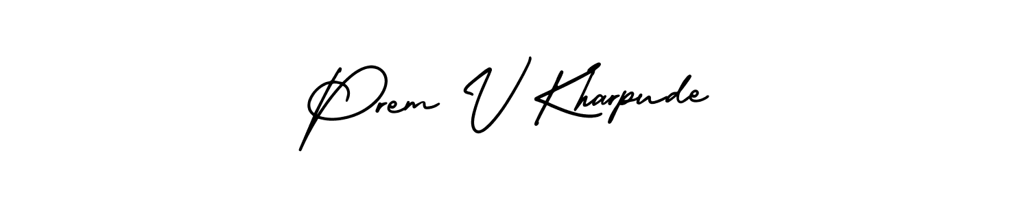 Also You can easily find your signature by using the search form. We will create Prem V Kharpude name handwritten signature images for you free of cost using AmerikaSignatureDemo-Regular sign style. Prem V Kharpude signature style 3 images and pictures png