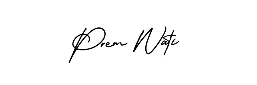 This is the best signature style for the Prem Wati name. Also you like these signature font (AmerikaSignatureDemo-Regular). Mix name signature. Prem Wati signature style 3 images and pictures png