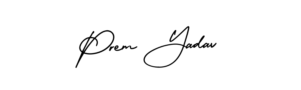 You should practise on your own different ways (AmerikaSignatureDemo-Regular) to write your name (Prem Yadav) in signature. don't let someone else do it for you. Prem Yadav signature style 3 images and pictures png
