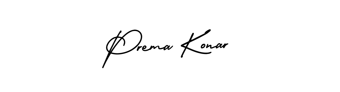 You should practise on your own different ways (AmerikaSignatureDemo-Regular) to write your name (Prema Konar) in signature. don't let someone else do it for you. Prema Konar signature style 3 images and pictures png