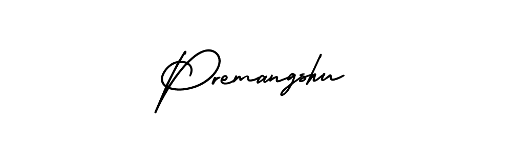 The best way (AmerikaSignatureDemo-Regular) to make a short signature is to pick only two or three words in your name. The name Premangshu include a total of six letters. For converting this name. Premangshu signature style 3 images and pictures png