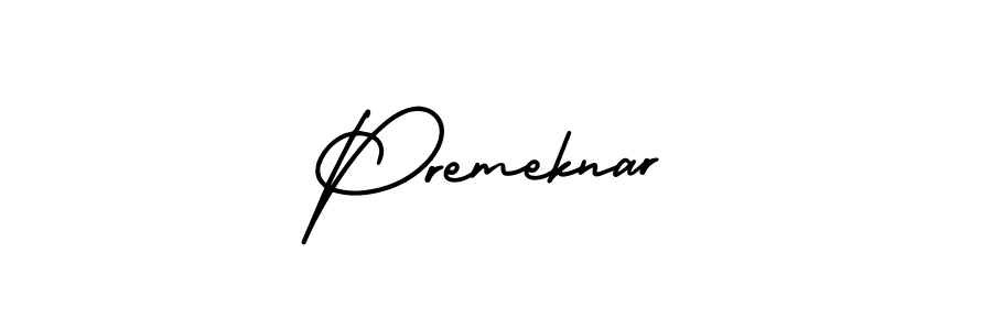 You should practise on your own different ways (AmerikaSignatureDemo-Regular) to write your name (Premeknar) in signature. don't let someone else do it for you. Premeknar signature style 3 images and pictures png