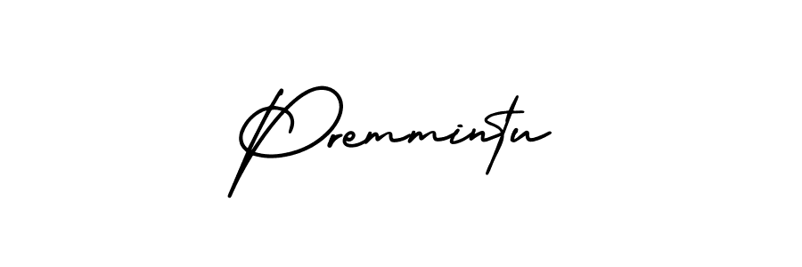 How to make Premmintu name signature. Use AmerikaSignatureDemo-Regular style for creating short signs online. This is the latest handwritten sign. Premmintu signature style 3 images and pictures png