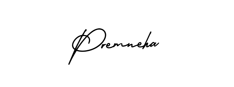 Premneha stylish signature style. Best Handwritten Sign (AmerikaSignatureDemo-Regular) for my name. Handwritten Signature Collection Ideas for my name Premneha. Premneha signature style 3 images and pictures png