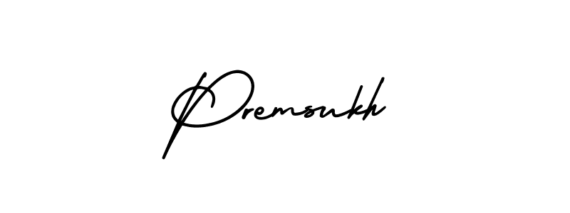 Premsukh stylish signature style. Best Handwritten Sign (AmerikaSignatureDemo-Regular) for my name. Handwritten Signature Collection Ideas for my name Premsukh. Premsukh signature style 3 images and pictures png