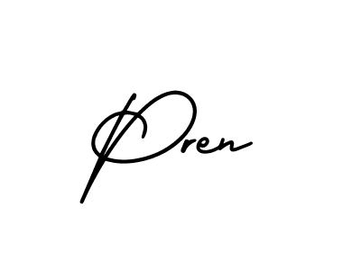 Pren stylish signature style. Best Handwritten Sign (AmerikaSignatureDemo-Regular) for my name. Handwritten Signature Collection Ideas for my name Pren. Pren signature style 3 images and pictures png