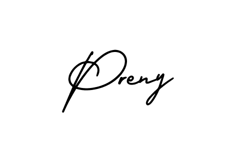 Design your own signature with our free online signature maker. With this signature software, you can create a handwritten (AmerikaSignatureDemo-Regular) signature for name Preny. Preny signature style 3 images and pictures png