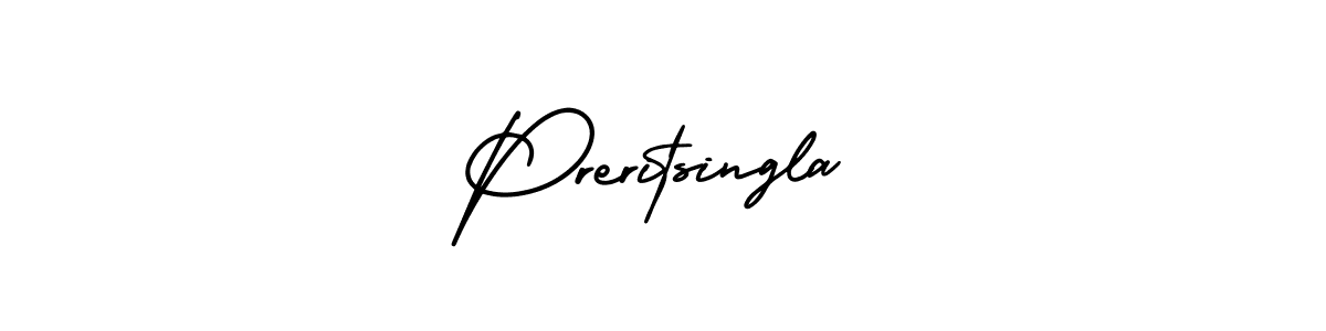 How to make Preritsingla name signature. Use AmerikaSignatureDemo-Regular style for creating short signs online. This is the latest handwritten sign. Preritsingla signature style 3 images and pictures png