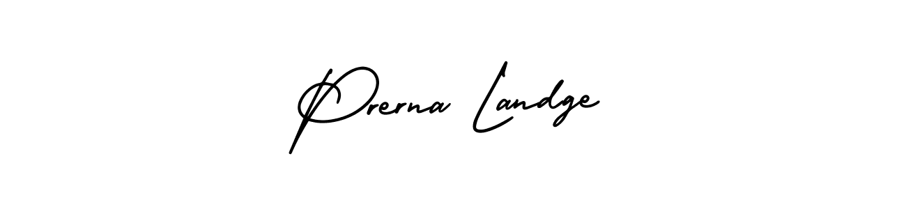 The best way (AmerikaSignatureDemo-Regular) to make a short signature is to pick only two or three words in your name. The name Prerna Landge include a total of six letters. For converting this name. Prerna Landge signature style 3 images and pictures png