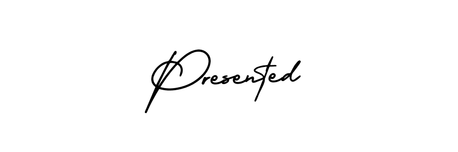 You should practise on your own different ways (AmerikaSignatureDemo-Regular) to write your name (Presented) in signature. don't let someone else do it for you. Presented signature style 3 images and pictures png