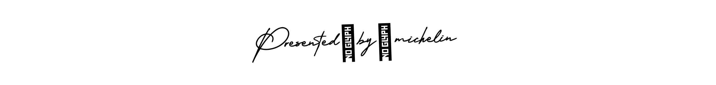 You should practise on your own different ways (AmerikaSignatureDemo-Regular) to write your name (Presented　by　michelin) in signature. don't let someone else do it for you. Presented　by　michelin signature style 3 images and pictures png