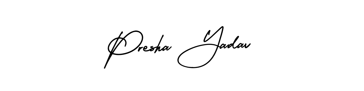 Use a signature maker to create a handwritten signature online. With this signature software, you can design (AmerikaSignatureDemo-Regular) your own signature for name Presha Yadav. Presha Yadav signature style 3 images and pictures png