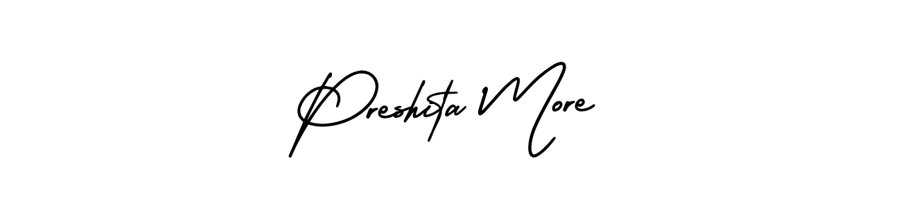 Also You can easily find your signature by using the search form. We will create Preshita More name handwritten signature images for you free of cost using AmerikaSignatureDemo-Regular sign style. Preshita More signature style 3 images and pictures png