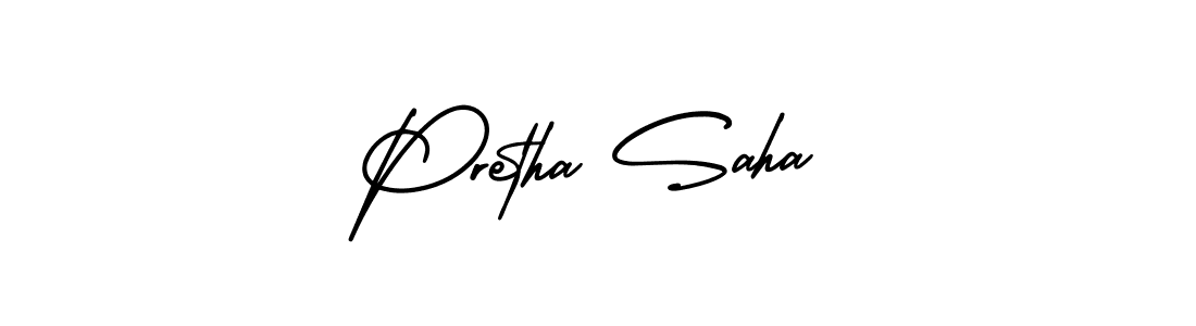 It looks lik you need a new signature style for name Pretha Saha. Design unique handwritten (AmerikaSignatureDemo-Regular) signature with our free signature maker in just a few clicks. Pretha Saha signature style 3 images and pictures png