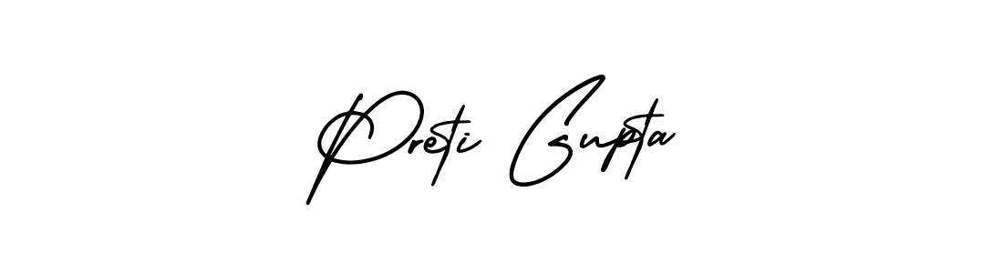 Make a beautiful signature design for name Preti Gupta. With this signature (AmerikaSignatureDemo-Regular) style, you can create a handwritten signature for free. Preti Gupta signature style 3 images and pictures png