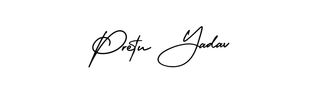 How to make Pretu Yadav name signature. Use AmerikaSignatureDemo-Regular style for creating short signs online. This is the latest handwritten sign. Pretu Yadav signature style 3 images and pictures png