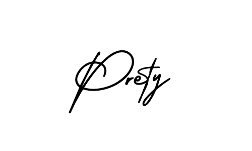 The best way (AmerikaSignatureDemo-Regular) to make a short signature is to pick only two or three words in your name. The name Prety include a total of six letters. For converting this name. Prety signature style 3 images and pictures png