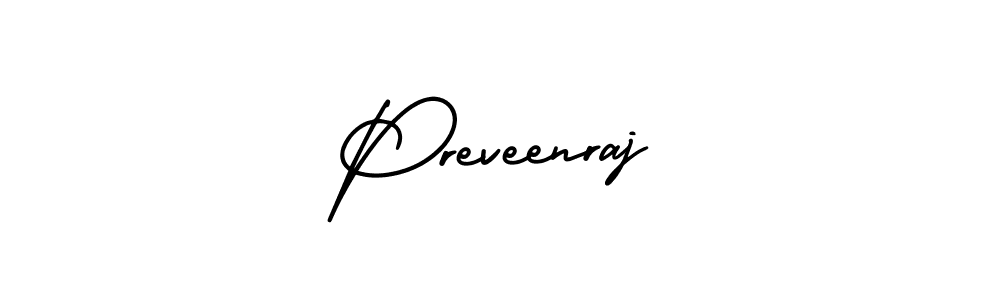 You should practise on your own different ways (AmerikaSignatureDemo-Regular) to write your name (Preveenraj) in signature. don't let someone else do it for you. Preveenraj signature style 3 images and pictures png