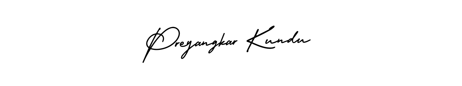 You should practise on your own different ways (AmerikaSignatureDemo-Regular) to write your name (Preyangkar Kundu) in signature. don't let someone else do it for you. Preyangkar Kundu signature style 3 images and pictures png