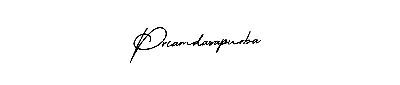 You should practise on your own different ways (AmerikaSignatureDemo-Regular) to write your name (Priamdasapurba) in signature. don't let someone else do it for you. Priamdasapurba signature style 3 images and pictures png