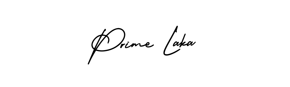 You should practise on your own different ways (AmerikaSignatureDemo-Regular) to write your name (Prime Laka) in signature. don't let someone else do it for you. Prime Laka signature style 3 images and pictures png