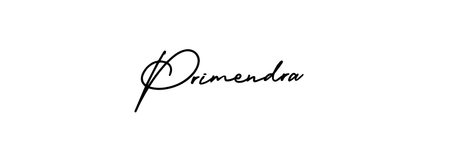 The best way (AmerikaSignatureDemo-Regular) to make a short signature is to pick only two or three words in your name. The name Primendra include a total of six letters. For converting this name. Primendra signature style 3 images and pictures png