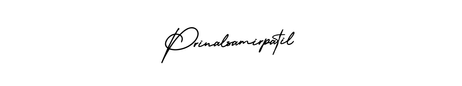 You should practise on your own different ways (AmerikaSignatureDemo-Regular) to write your name (Prinalsamirpatil) in signature. don't let someone else do it for you. Prinalsamirpatil signature style 3 images and pictures png