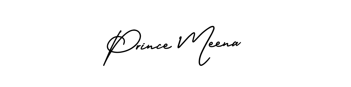 You should practise on your own different ways (AmerikaSignatureDemo-Regular) to write your name (Prince Meena) in signature. don't let someone else do it for you. Prince Meena signature style 3 images and pictures png