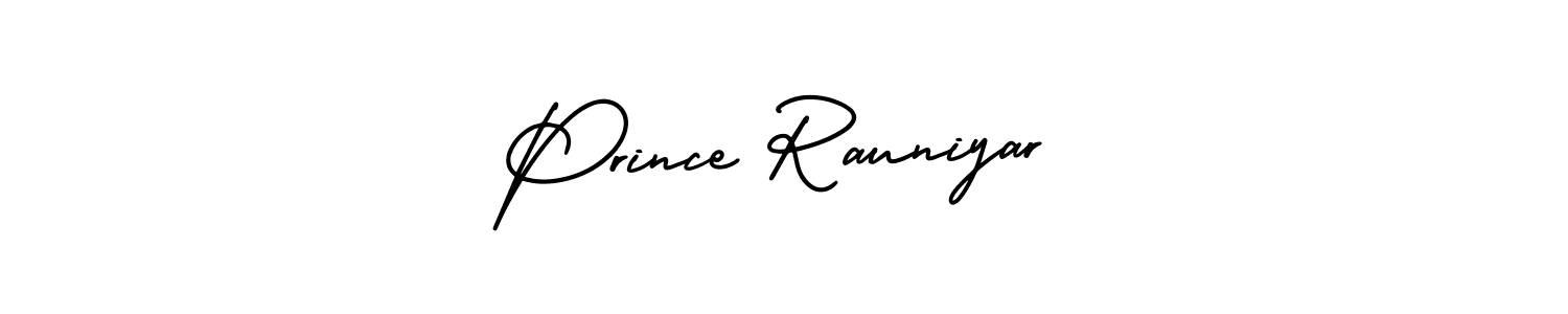 The best way (AmerikaSignatureDemo-Regular) to make a short signature is to pick only two or three words in your name. The name Prince Rauniyar include a total of six letters. For converting this name. Prince Rauniyar signature style 3 images and pictures png
