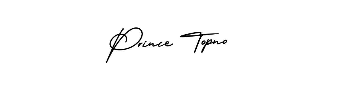 You should practise on your own different ways (AmerikaSignatureDemo-Regular) to write your name (Prince Topno) in signature. don't let someone else do it for you. Prince Topno signature style 3 images and pictures png