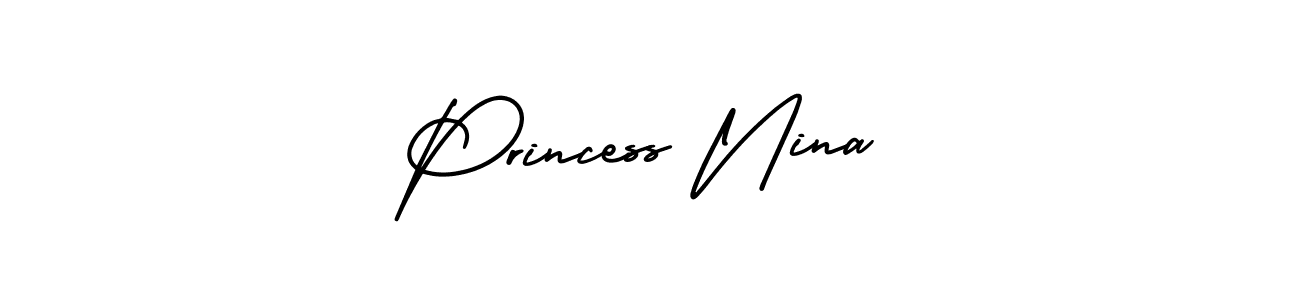 Use a signature maker to create a handwritten signature online. With this signature software, you can design (AmerikaSignatureDemo-Regular) your own signature for name Princess Nina. Princess Nina signature style 3 images and pictures png