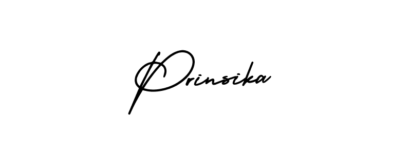 You should practise on your own different ways (AmerikaSignatureDemo-Regular) to write your name (Prinsika) in signature. don't let someone else do it for you. Prinsika signature style 3 images and pictures png