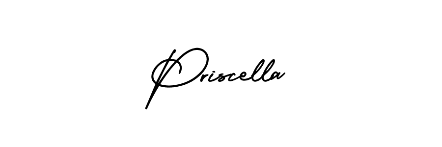 How to make Priscella name signature. Use AmerikaSignatureDemo-Regular style for creating short signs online. This is the latest handwritten sign. Priscella signature style 3 images and pictures png