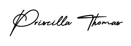 Create a personalized artistic stamp with Priscilla Thomas in AmerikaSignatureDemo-Regular font. Perfect for visual artists, designers, and influencers. Priscilla Thomas signature style 3 images and pictures png