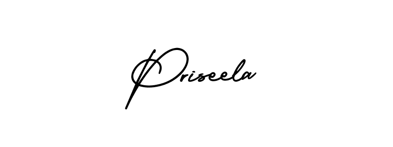 The best way (AmerikaSignatureDemo-Regular) to make a short signature is to pick only two or three words in your name. The name Priseela include a total of six letters. For converting this name. Priseela signature style 3 images and pictures png