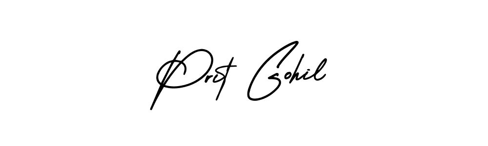 You should practise on your own different ways (AmerikaSignatureDemo-Regular) to write your name (Prit Gohil) in signature. don't let someone else do it for you. Prit Gohil signature style 3 images and pictures png