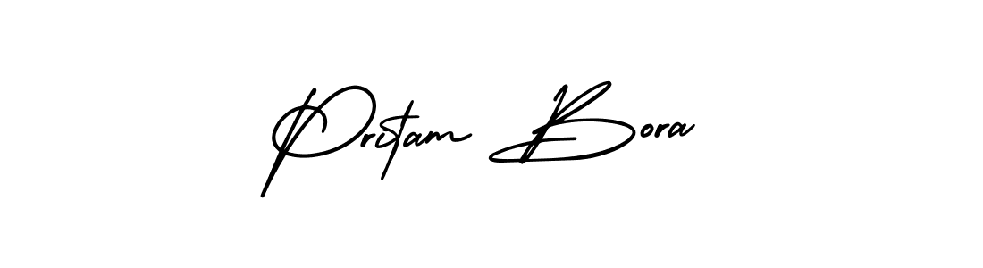 Best and Professional Signature Style for Pritam Bora. AmerikaSignatureDemo-Regular Best Signature Style Collection. Pritam Bora signature style 3 images and pictures png